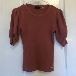 T Tahari Puff Sleeve Sweater in Burnt Terracotta
